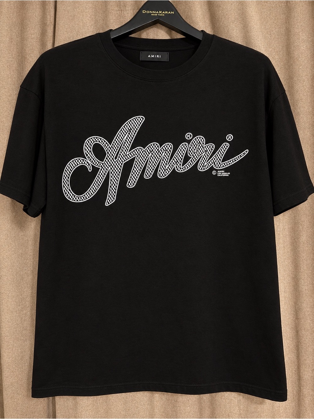 AMIRI Black Tee with White Script Logo